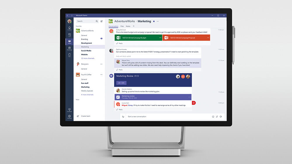 Capture d'écran de la première version de Microsoft Teams
