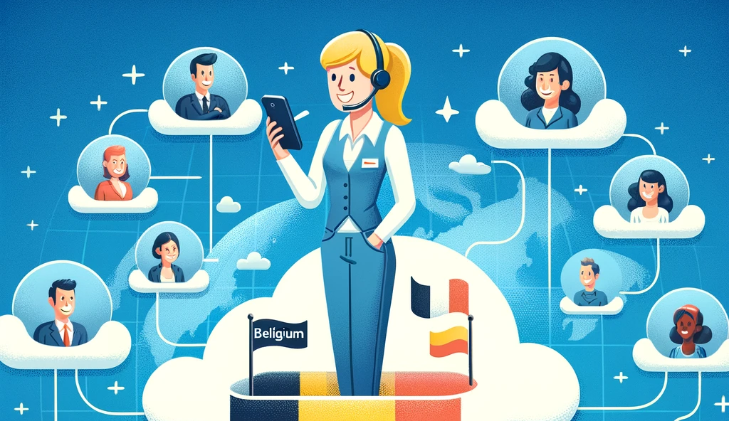 Un call center avec des numéros locaux et des personnages qui s'appellent au tarif local grâce à la solution phone Cloud de Belcenter